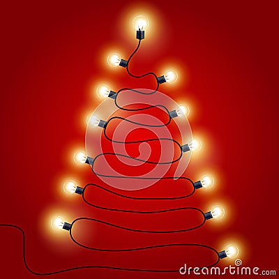 Christmas Lights shaped as Christmas tree Vector Illustration