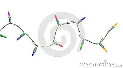 Christmas lights string isolated on white background with clipping path Stock Photo