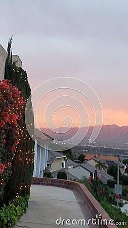 Christmas lights and sunsets Stock Photo