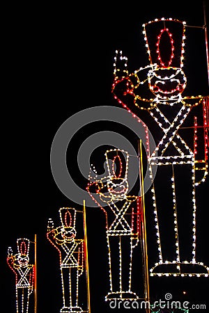 Christmas Lights - Toy Soldiers Salute! Stock Photo