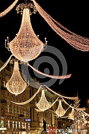 Christmas lights, Vienna Christmas Market Editorial Stock Photo