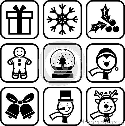 Christmas line icon set Vector Illustration