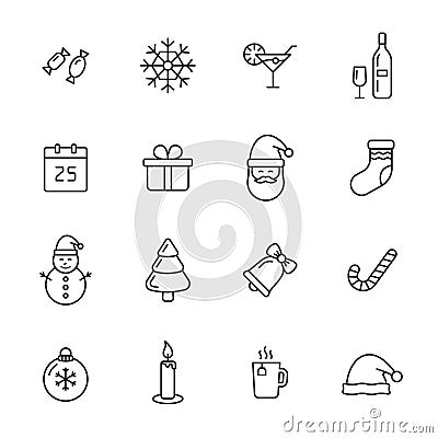 Christmas Line Icons Vector Illustration