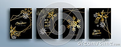 Christmas luxury gold greeting card collection Vector Illustration