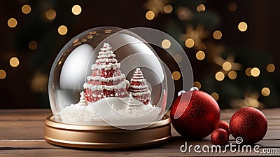 Christmas magic glass dome with white snowball. generative ai Stock Photo