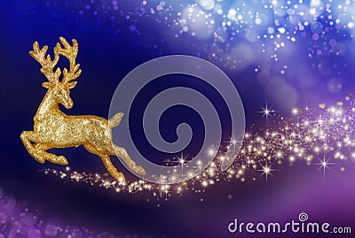 Christmas magic with golden reindeer Stock Photo