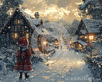 Christmas magic in a snowy village Stock Photo