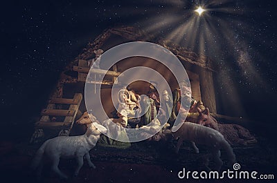 Christmas Manger scene. Stock Photo