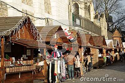 Christmas market at the Butte Montmartre, Paris Editorial Stock Photo