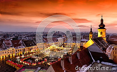 Christmas Market in Sibiu, Transylvania Romania Stock Photo