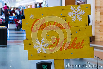 Yellow Christmas Market orange text banner Stock Photo