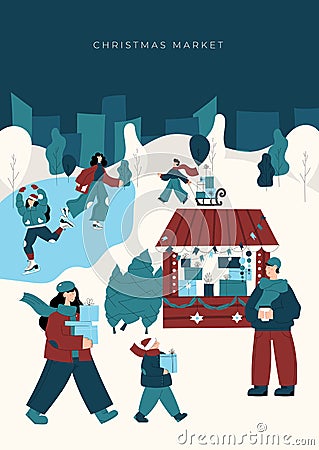 Christmas market vector illustration Vector Illustration