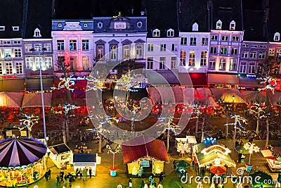 Christmas market on Vrijthof in Maastricht, Netherlands Editorial Stock Photo