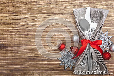 Christmas Meal Table Setting Background Stock Photo