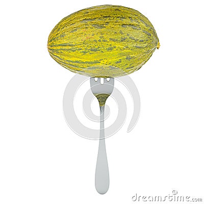 Christmas melon on fork, 3D rendering Stock Photo