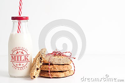 Christmas milk and cookies. Stock Photo