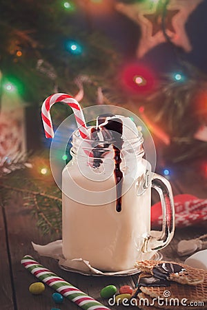 Christmas milk drink with marshmallows Stock Photo