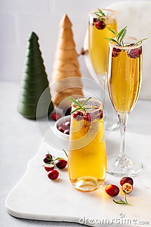 Christmas mimosas with apple cider and champagne or sparkling wine, festive Christmas cocktails Stock Photo