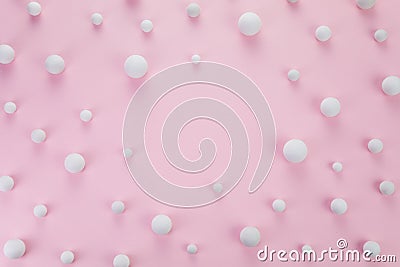 Christmas minimal concept. Snowballs on pink background. Composition with copy space Stock Photo