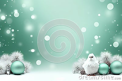 Christmas mint balls on mint background with bokeh effect Stock Photo