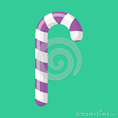 Christmas Mint candy purple . lollipop Peppermint stick Vector Illustration