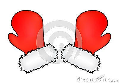 Christmas mittens, cartoon gloves design, icon, symbol. Vector Illustration