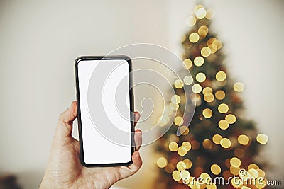 Christmas mockup with space for text. christmas advertising, app Stock Photo