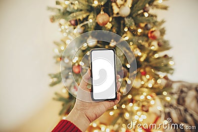 Christmas mockup with space for text. christmas advertising, app Stock Photo