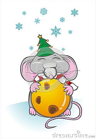 Christmas mouse Vector Illustration