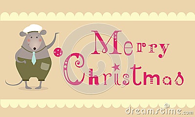 Christmas mouse card Vector Illustration