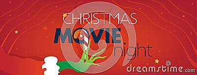 Christmas Movie night Facebook Cover, Grinch hand Vector Illustration Vector Illustration