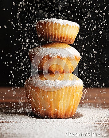 Christmas muffins covered powdered sugar Stock Photo