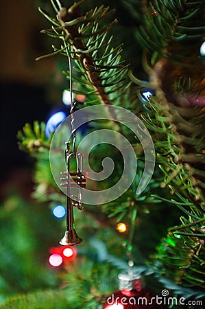 Christmas Music Trumpet Ornament Stock Photo