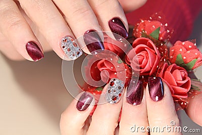 Christmas Nail art manicure Stock Photo