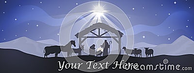 Christmas Nativity Banner Vector Illustration