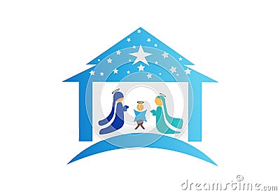 Christmas Nativity holy family Scene vector image Vector Illustration