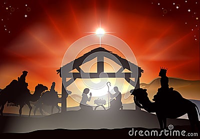 Christmas Nativity Scene Vector Illustration