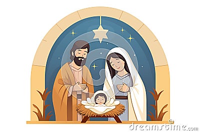 children's drawing of the birth of Jesus Christ Stock Photo