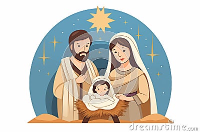 children's drawing of the birth of Jesus Christ Stock Photo