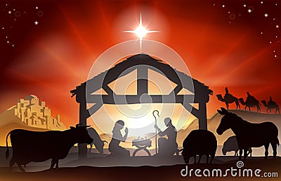 Christmas Nativity Scene Vector Illustration