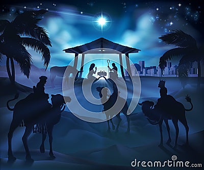 Christmas Nativity Scene Vector Illustration