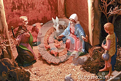Christmas Nativity scene close-up Stock Photo