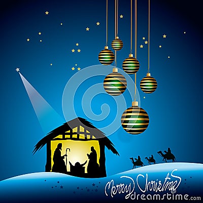 Christmas Nativity scene Vector Illustration