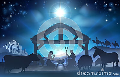 Christmas Nativity Scene Vector Illustration