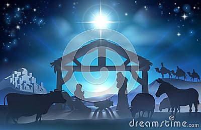 Christmas Nativity Scene Vector Illustration