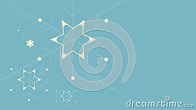 Christmas and New Year. Abstract flat Christmas snowflakes and stars on blue background. Vector illustration Vector Illustration