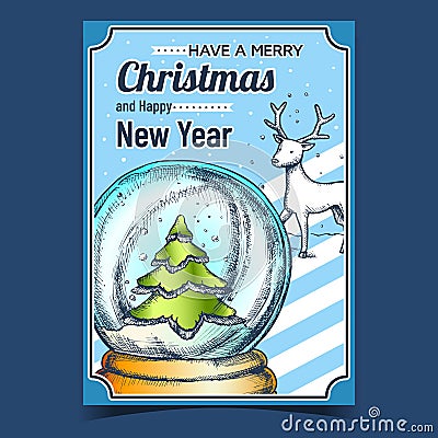 Christmas And New Year Advertising Poster Vector Vector Illustration