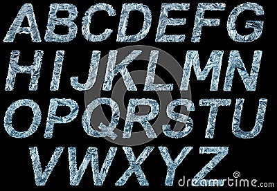 Christmas or New Year Alphabet. Letters written in a frozen pattern Stock Photo