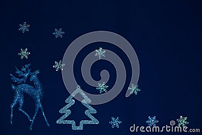Christmas and new year background, decoration on classic blue velvet background. Stock Photo