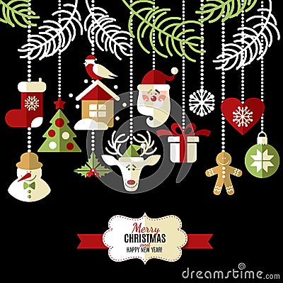 Christmas and new year background. Vector Illustration